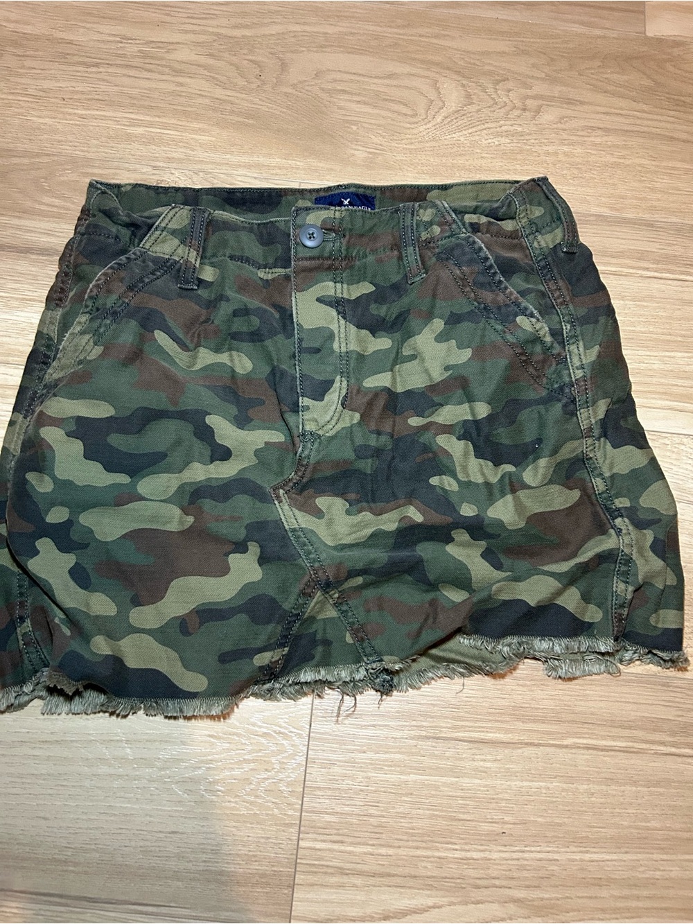 American Eagle Outfitters Camo Frayed Hem Skort